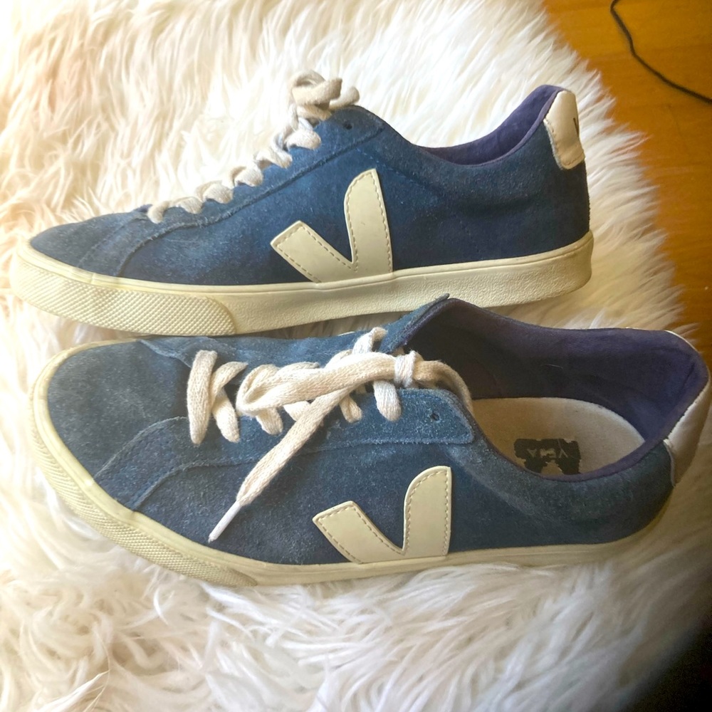 VEJA BLUE SUEDE LOW TOP SNEAKERS